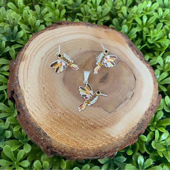 🌟Mega Sale🌟 Silver925 hummingbird necklace and earrings set. Includes chain - Picture 6 of 7